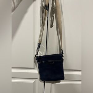 navy leather coach bag